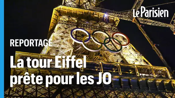 Depuis cette nuit, la tour Eiffel est parée de ses anneaux olympiques géants