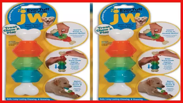 JW Pet Company 46137 EverTuff Treat Pod Nylon Toys for Pets, Small, White Bone with Colored Pods