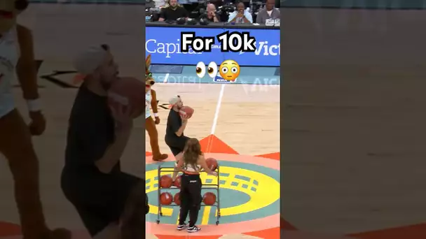 The Spurs fan knocks down the half court shot for 10k! 😳🙌|#Shorts