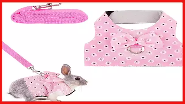 Filhome Adjustable Rabbit Harness Leash, Bunny Harness Leash Cute Vest Harness for Rabbit Ferret