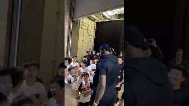 LeBron finds a youth basketball team in the tunnel!