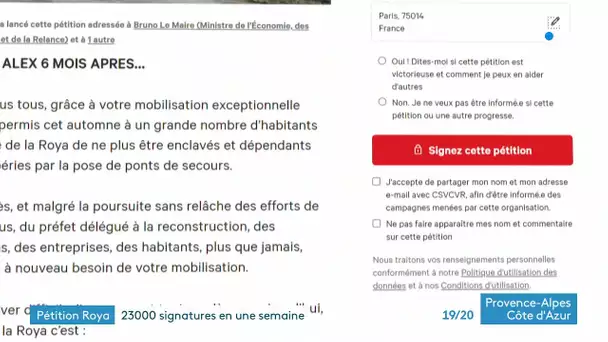 Pétition dans la vallée de la Roya pour obtenir des fonds promis par l'Etat après la tempête Alex