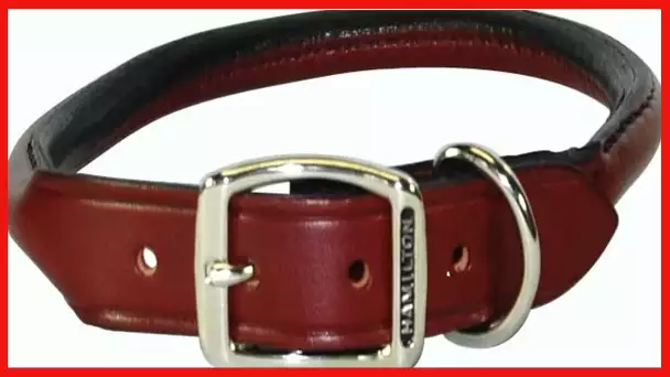 Hamilton 1" x 22" Burgundy Rolled Leather Dog Collar