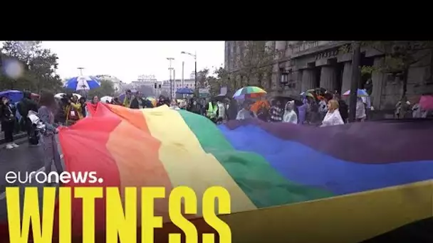 Tempête sur le drapeau Arc-en-ciel à l'Europride2022 de Belgrade