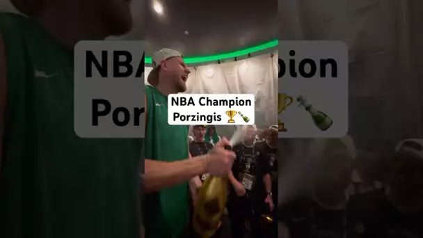 Kristaps Porzingis celebrates as he wins his 1st NBA CHAMPIONSHIP! 🏆🍾|#Shorts