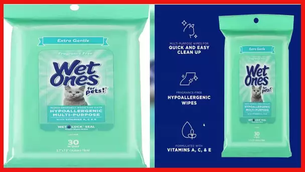 Wet Ones for Pets Hypoallergenic Multi-Purpose Wipes for Cats | Extra Gentle Fragrance-Free Cat