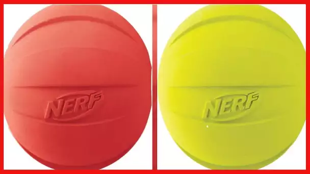 Nerf Dog Rubber Ball Dog Toy with Squeaker, Lightweight, Durable and Water Resistant, 4 Inch