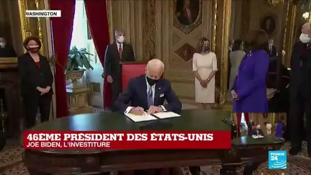 Etats-Unis : Joe Biden signe ses premiers décrets présidentiels