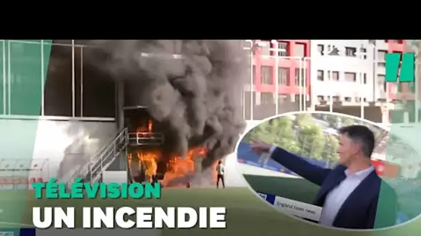 Le stade d'Andorre prend feu pendant le direct de ce journaliste