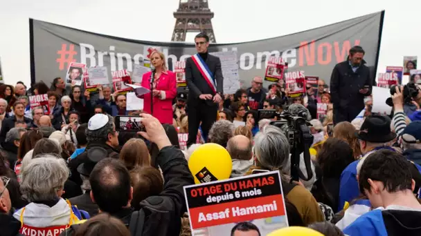 Six mois après le 7 octobre, 1.500 manifestants à Paris «pour la libération des otages» retenus p…