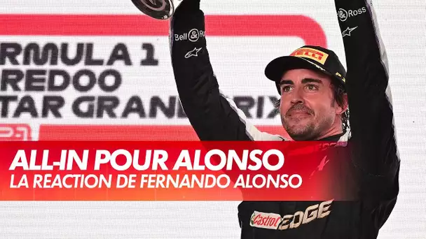 La joie d'Alonso après son podium - GP du Qatar