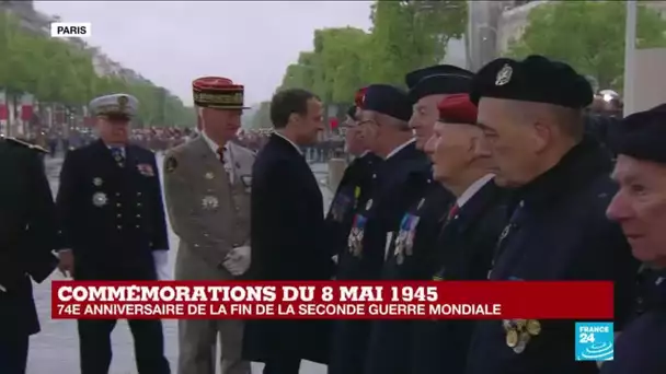 Commémorations du 8 mai 1945 : Emmanuel Macron salue les anciens combattants