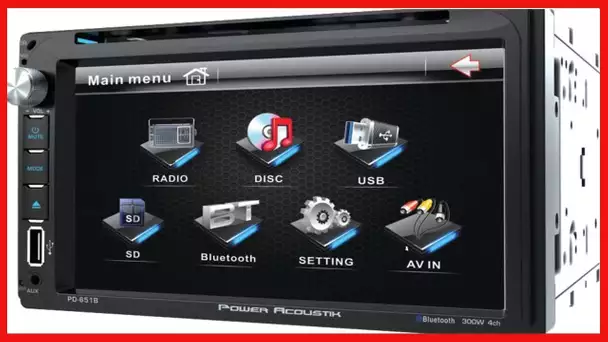 Power Acoustik PD‐651B 6.5" Double-DIN In-Dash LCD Touchscreen DVD Receiver (With Bluetooth)