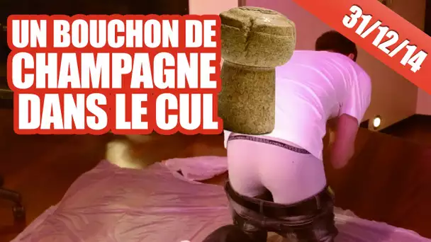 Un mec se prend un bouchon de champagne dans le cul !!