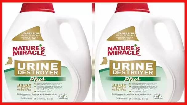 Nature's Miracle Urine Destroyer Plus Cat, 128 Ounce, Tough on Strong Cat Urine and The Yellow Stick