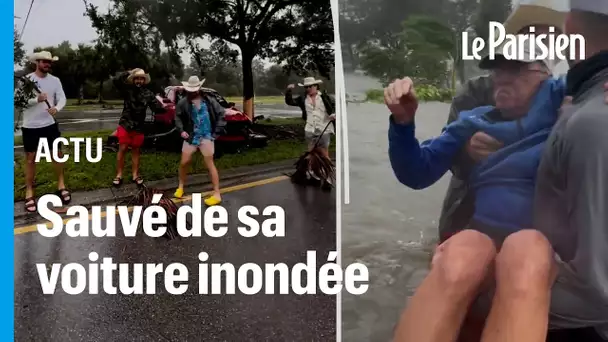 Une bande de «cow-boys» sauve un homme âgé pris au piège dans sa voiture inondée