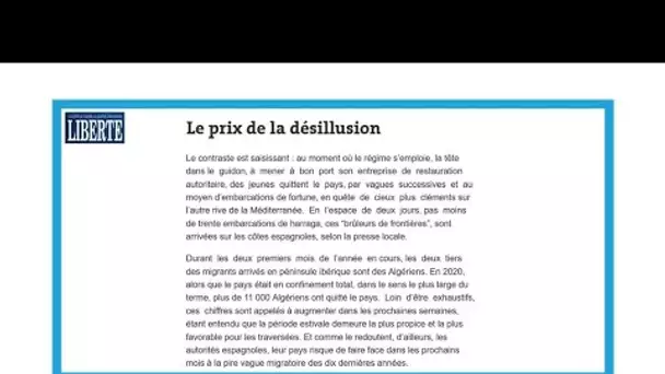 Exil de la jeunesse algérienne: "Le prix de la désillusion"