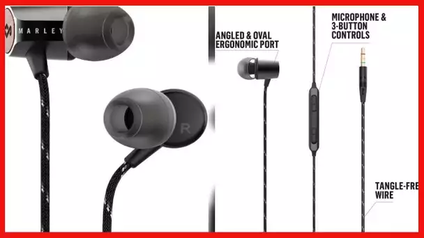 House of Marley Uplift 2: Wired Earphones with Microphone and Sustainable Materials (Black)