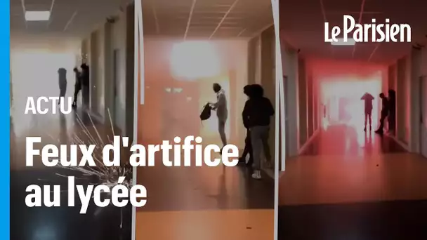 Des élèves allument des feux d’artifices dans une aile du lycée Gaston Bachelard de Chelles