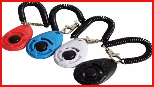 Ruconla- 4 Pack Dog Training Clicker with Wrist Strap, Pet Training Clicker Set