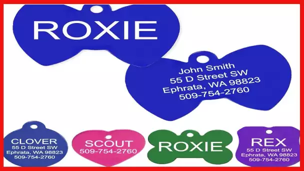 Personalized Pet Tags for Dogs and Cats. Front & Backside Engraving. Various Colors and Sizes.