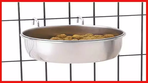 ProSelect Stainless Steel Hanging Pet Food Bowl to Attach to Cage – 5-2/7” x 4-2/7” Size, 3”