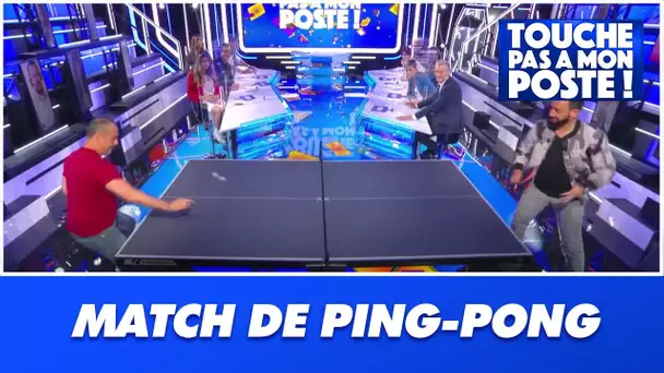 Roger, le compagnon de Delphine Wespiser affronte Cyril Hanouna et Benjamin Castaldi au ping-pong