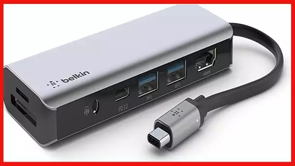 Belkin USB C Hub, 7-in-1 MultiPort Docking Station - USB C Docking Station for MacBook & Windows -