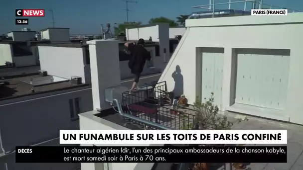 Un funambule sur les toits de Paris confiné