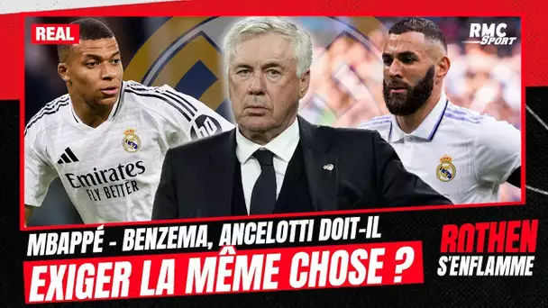 Real Madrid : Ancelotti doit-il exiger la même chose à Mbappé qu'à Benzema ? (Rothen s'enflamme)