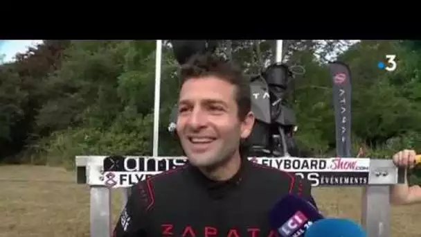 Réaction de Franky Zapata et de sa femme après la traversée de la Manche en flyboard