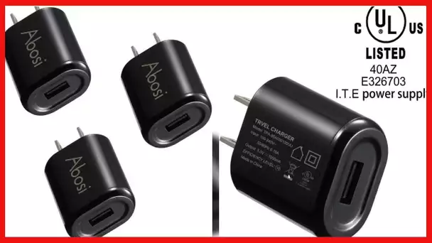 Wall Charger Abosi 3 Pack 5V 1A UL Certified Universal Power Adapter USB 1 Port Home Wall Charger