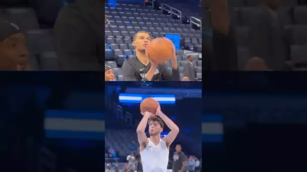 Wemby & Chet getting shots up before their #NBAPreseason matchup! 👀 | #Shorts