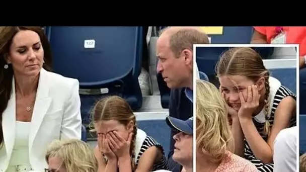 La princesse Charlotte a l'air maussade alors que le jeune royal frustré enterre la tête dans les ma