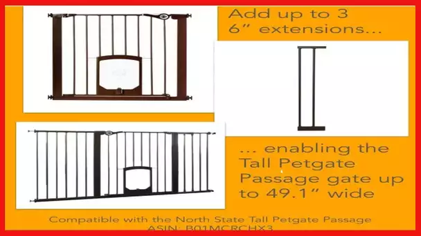 North States MyPet 2 Bar Extension for Tall Petgate Passage: Add extension for a gate up to 43.6"