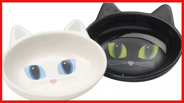 PetRageous Oval Frisky Kitty Stoneware Cat Bowl 5.5-Inch Wide and 1.5-Inch Tall