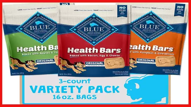 Blue Buffalo Health Bars Natural Crunchy Dog Treats Biscuits, Apple & Yogurt, Pumpkin & Cinnamon