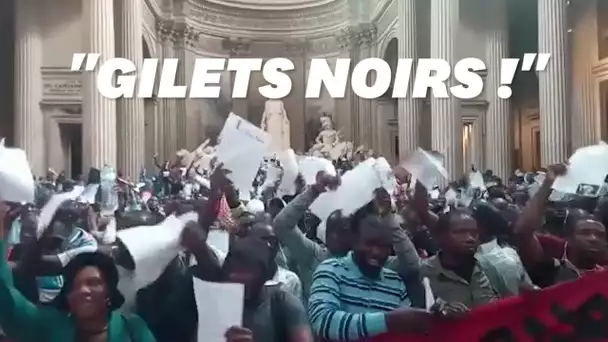 Des "gilets noirs" sans-papiers occupent le Panthéon