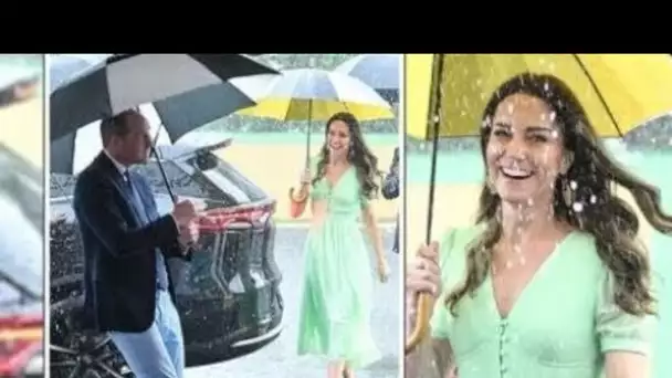 « Nous avons apporté le temps avec nous ! » William et Kate combattent une pluie torrentielle à l'éc