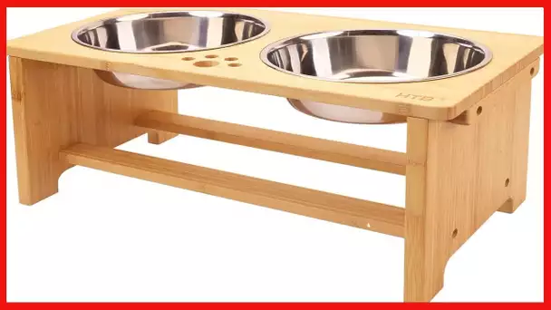 Elevated Dog Bowls,Raised Dog Bowl Stand with 2 Stainless Steel Bowls,Dog Food Water Bowls