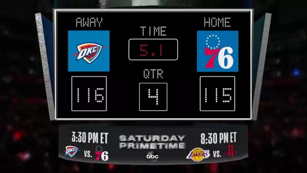 Stay up to date with the Thunder @ 76ers LIVE scoreboard and catch all the action on #NBAonABC!