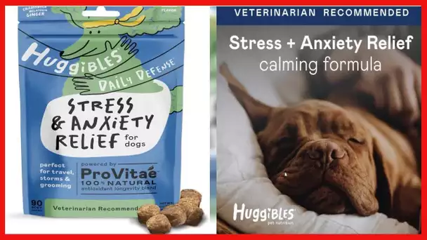 HUGGIBLES Stress & Anxiety Relief Chews for Dogs, Calming Chews for Dogs with Chamomile