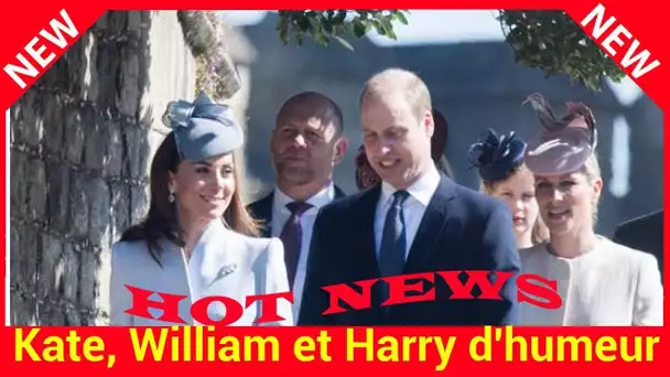 Kate, William et Harry d'humeur joviale et complices devant la reine, pour la messe de Pâques