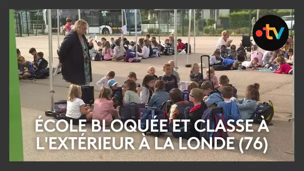 École bloquée et classe à l'extérieur à La Londe (76)