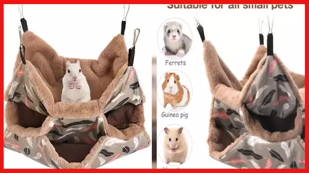 Small Animals Warm Plush Triple Bunkbed Cage Hanging Hammock Bed,Guinea Pig Cage Accessories Bedding