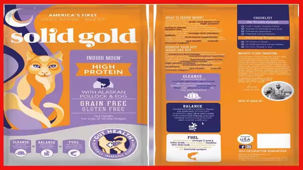 Solid Gold Indigo Moon - Dry Cat Food with Digestive Probiotics for Cats - Grain & Gluten Free