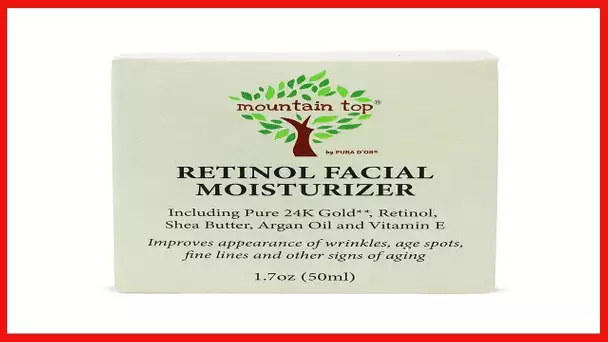 MOUNTAIN TOP Retinol Facial Moisturizer (1.7oz / 50ml) - For Wrinkles, Age Spots, Fine Lines