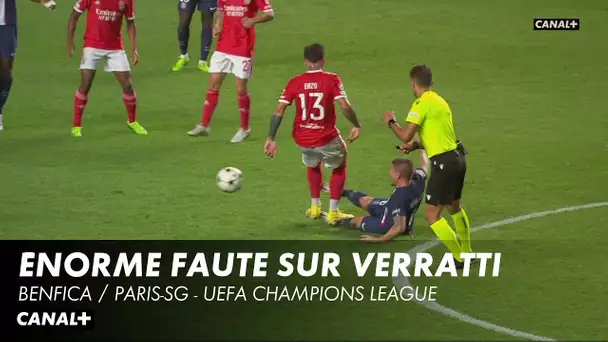 Énorme faute de Fernandez sur Verratti - Benfica / PSG - Ligue des Champions (3ème journée)