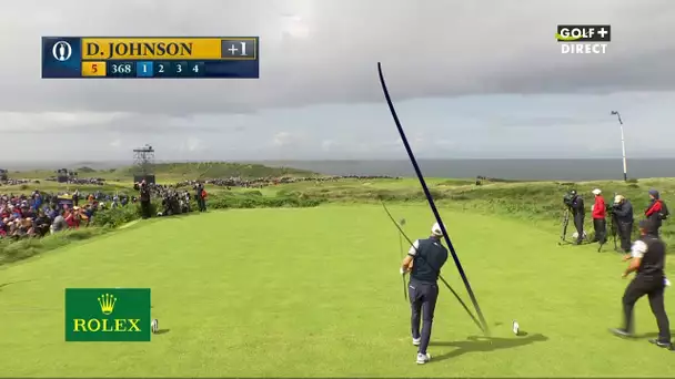 Enorme mise en jeu de Dustin Johnson qui touche le green directement