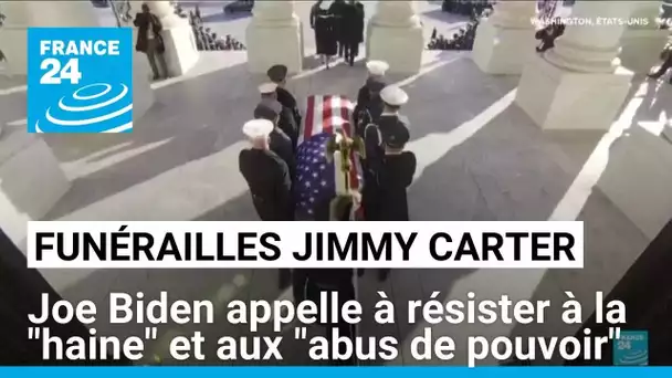 Aux funérailles de Jimmy Carter, Joe Biden appelle à résister à la "haine" et aux "abus de pouvoir"